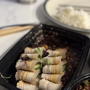 a plate of chinese food