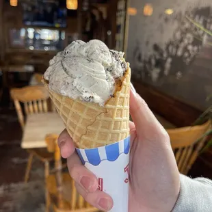 Cookies &amp; Cream Single Scoop Waffle Cone