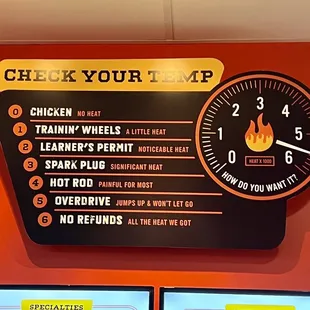 a menu and a clock