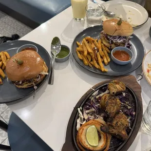 Chicken sandwich and chicken sizzler