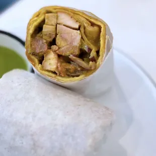 Egg &amp; Chicken Tikka Kati Roll w/ mint cilantro chutney |$14