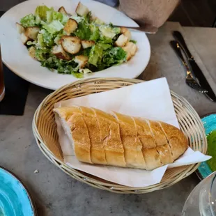 Ceaser salad and fresh rolls