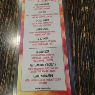 menu