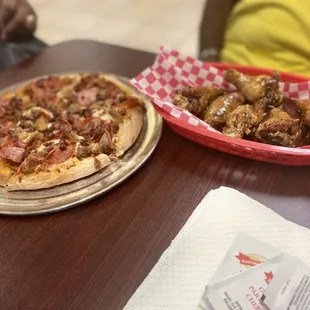 Meat lovers and sweet inferno wings