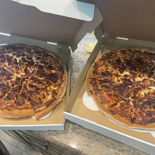 two pizzas in a box