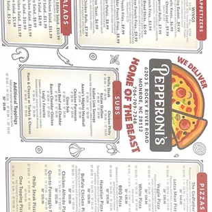 Front side of Menu