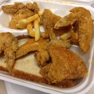 Wing and fries combo - half eaten