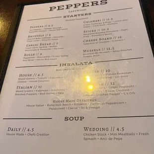 Starter menu