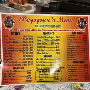 menu