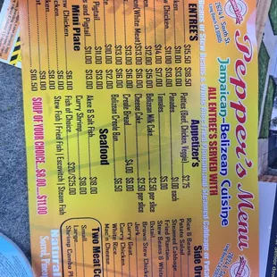 Updated menu