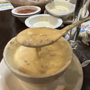 Cheese with chorizo! Mouth watering with chips.