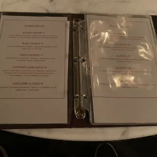 a menu on a table