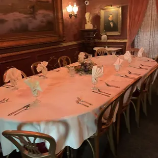 a table set for a formal dinner