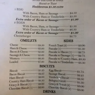 The menu that time nor inflation has touched