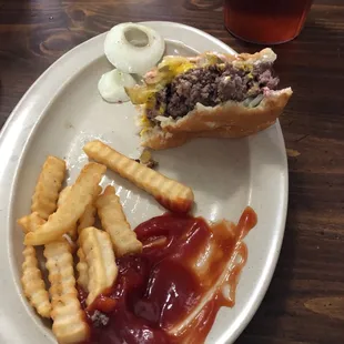Cheeseburger and fries