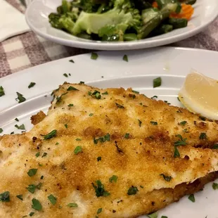 Filet of sole oreganeta and sautéed veg