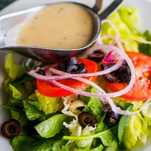 a salad with dressing