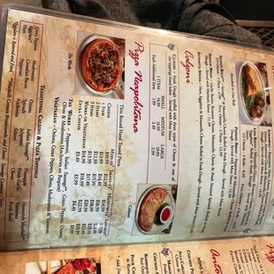 Pizza menu