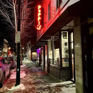 a car parked on a snowy street