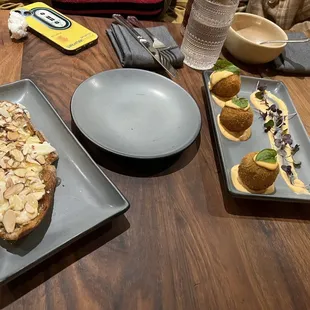 Burrata Toast, Crab Arancini