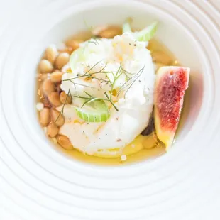 Maplebrook Farms "Burratini" | Stewed Black Mission Figs | Young Fennel Bulb | Pine Nuts |Aged Balsamic Vinegar