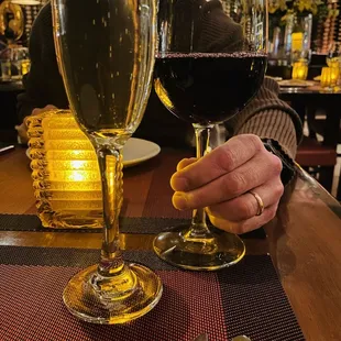 a person holding a glass of wine