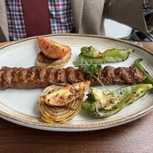 Lamb kabob with grilled veggies