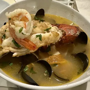 Cioppino (Italian seafood soup) - the broth is so flavorful and the seafood so tender!