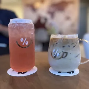 This is the strawberry açaí refresher and the iced pistachio latte