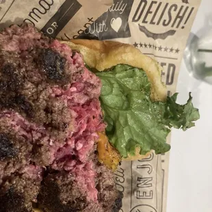 Medium rare burger...little too rare