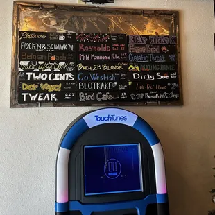 the menu on the wall