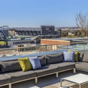 Perch SW Rooftop Lounge terrace overlooking Audi Field