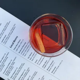 Grapefruit negroni and menu