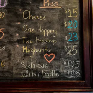 Pizza pie prices