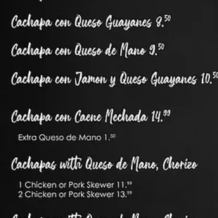 a blackboard menu