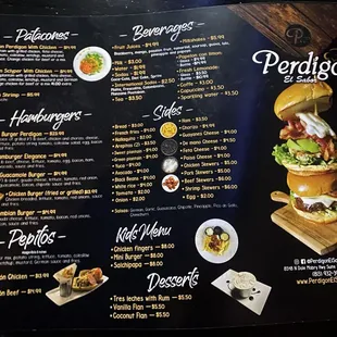 a menu for a restaurant