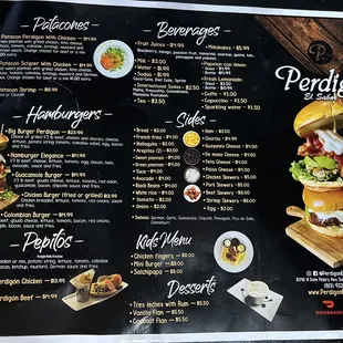 Back side of menu
