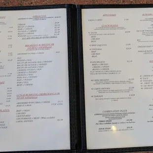 Menu at Perea's New Mexican Restaurant, Albuquerque