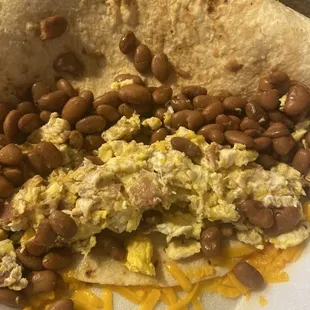 Bacon egg potato burrito