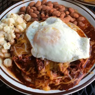 Superb Carne Adovada Enchilada with egg.