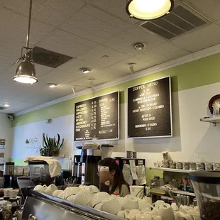 Menu board behind the counter