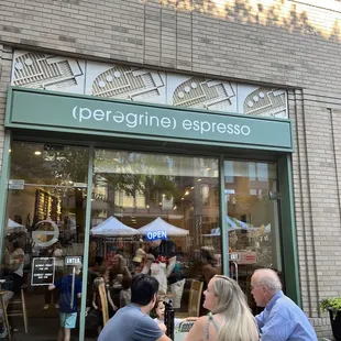 people eating outside