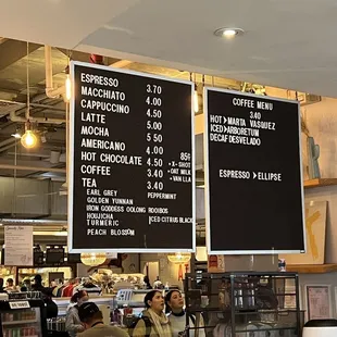 menus and prices