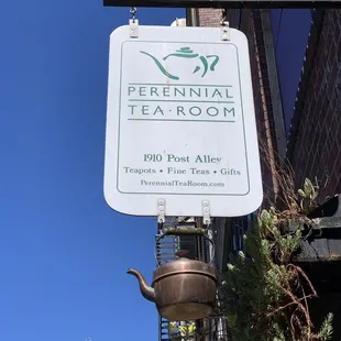 a sign for a tea room