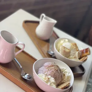 Banana Foster &amp; Love me some Lavender ice cream with espresso shots
