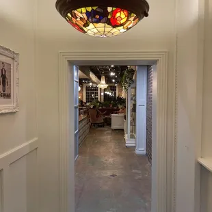 Entrance into Perets Dessert &amp; Coffee Bar, after you exit the elevator