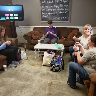 Hosting a small event for Coffee n Crafts. This one was a learn to knit class.