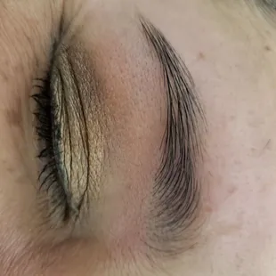 Eyebrows shaped and waxed, brambly before picture not posted