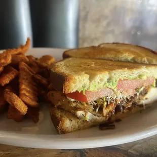 Chicken Club (GF bread/no cheese) w/ Sweet Potato Fries