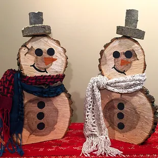 Hand Crafted Wooden Snowmen